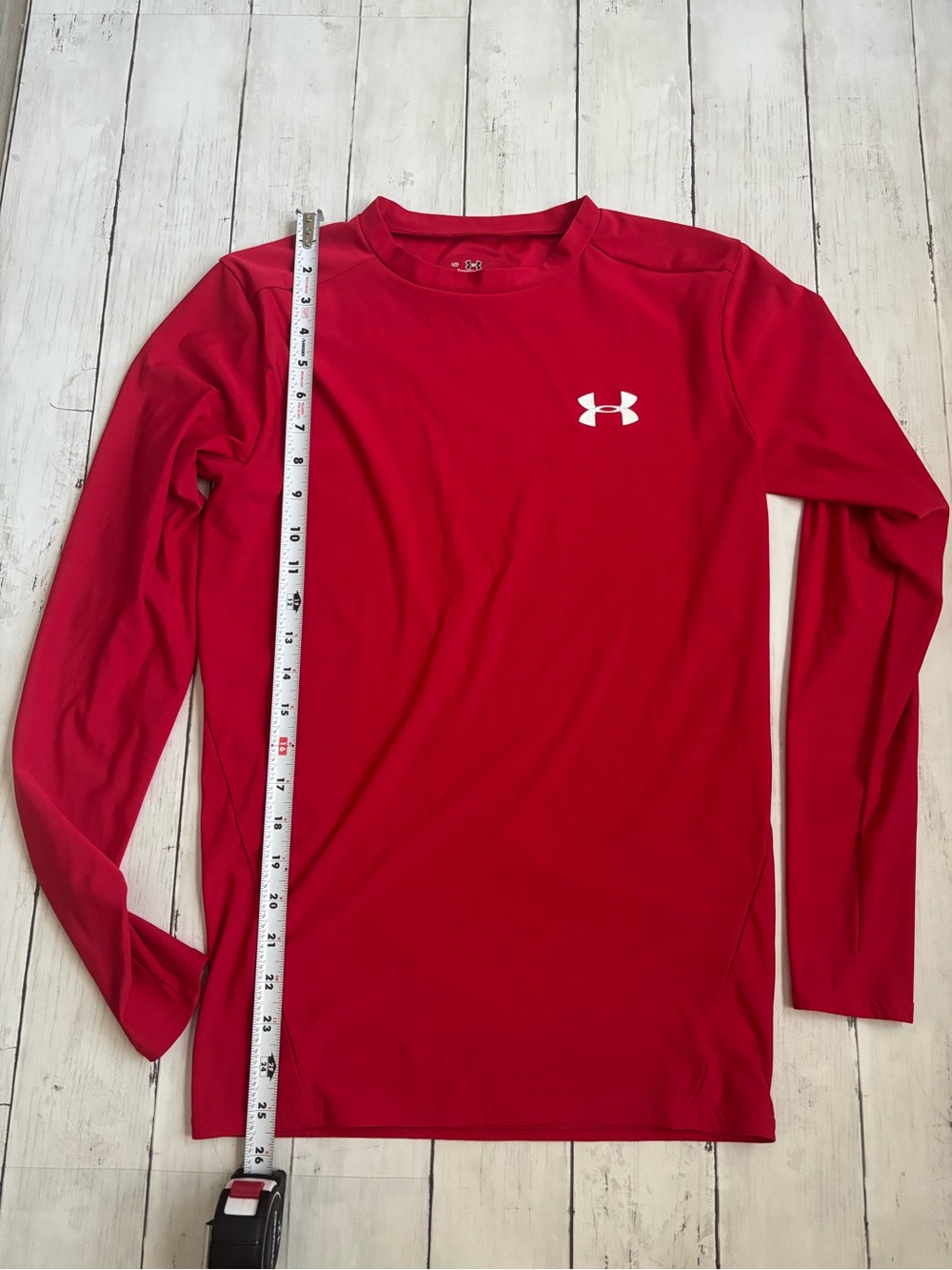 Under Armour Red Long-Sleeve Performance Tee with White Logo